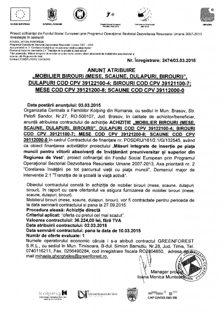 ANUNT ATRIBUIRE_ACHIZITIE MOBILIER